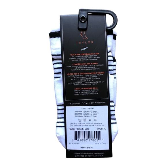 Tavi Noir NIP Lightly Cushioned Sole Thin Ultra-lite Taylor Socks Salt Small - Picture 6 of 8